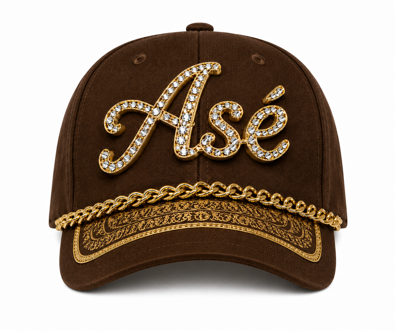Brown Embellished Asé Cap