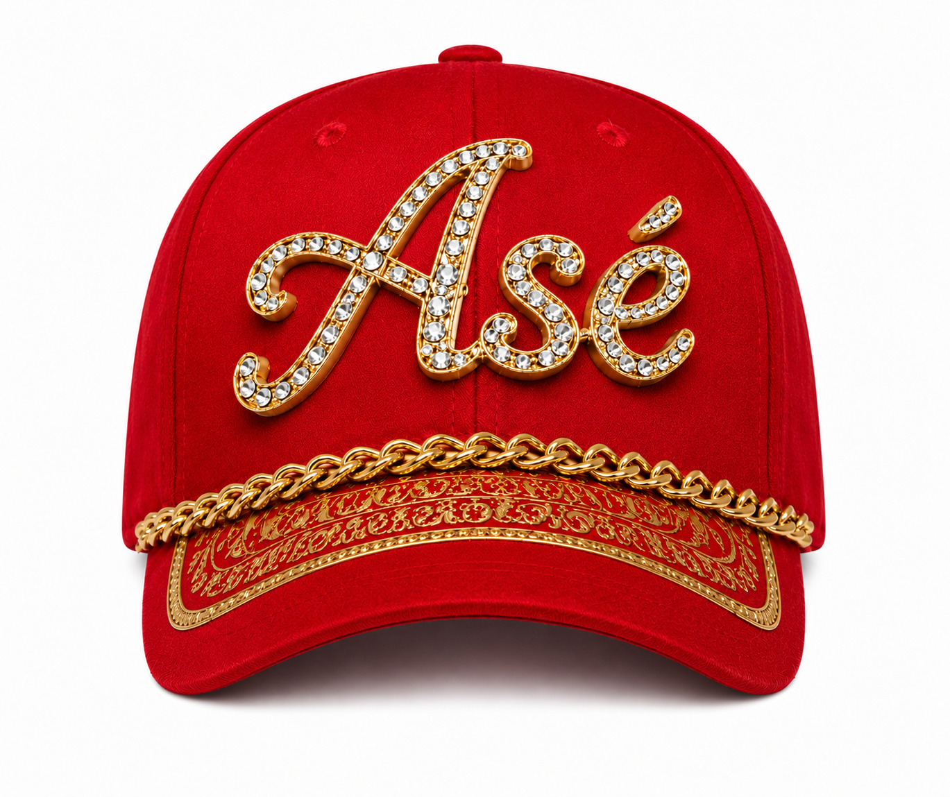 Red Embellished Asé Cap