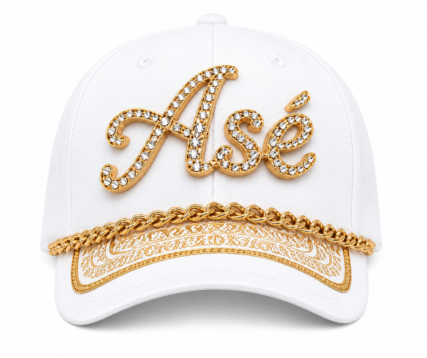 White Embellished Asé Cap