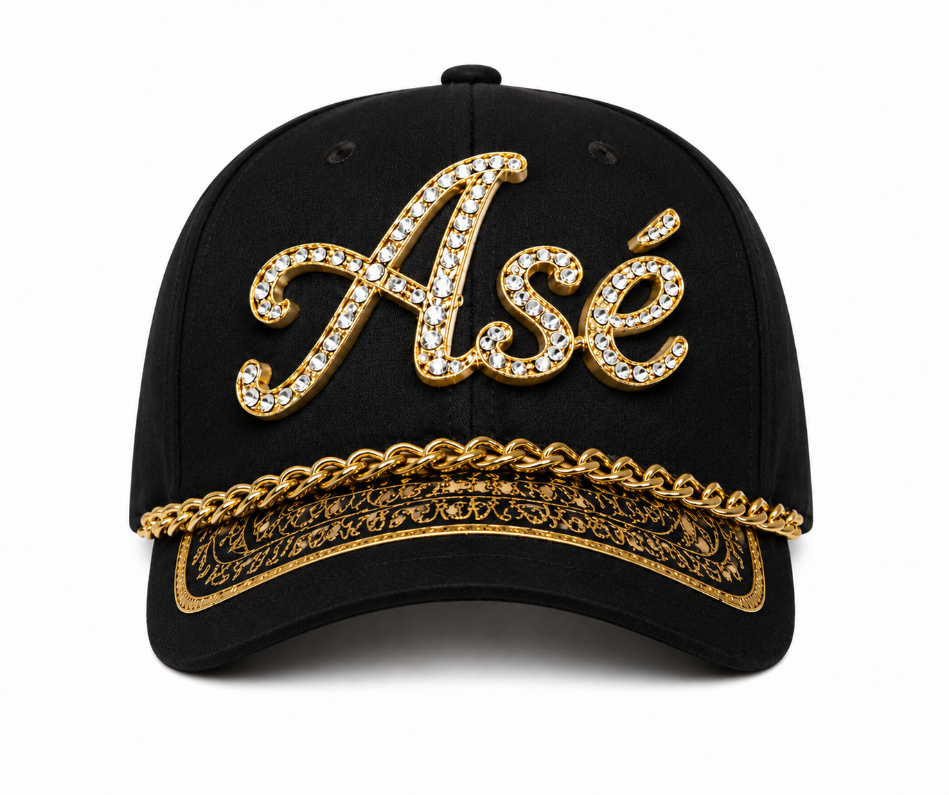 Black Embellished Asé Cap